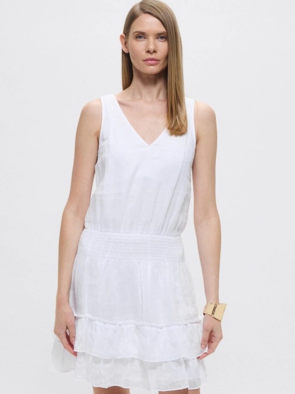 Armani Exchange White Ruffle Mini dress